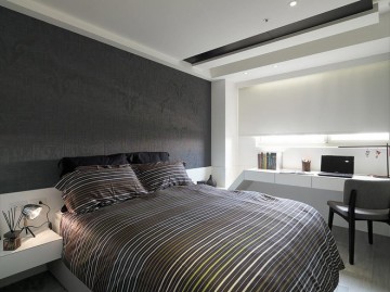 清爽简洁现代简约风格100平米三居室卧室背景墙装修效果图