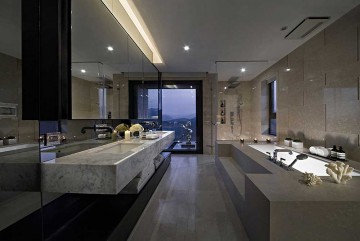 低调典雅现代简约风格200平米别墅卫生间浴室柜装修效果图