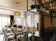 低调奢华新古典风格120平米四居室餐厅吊顶装修效果图