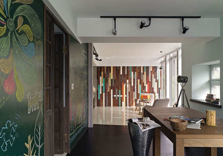 色彩斑斓现代简约风格90平米三居室装修效果图
