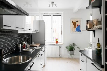 黑白灰现代简约风格60平米小户型厨房橱柜装修效果图