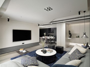 清爽简洁现代简约风格100平米三居室客厅电视背景墙装修效果图