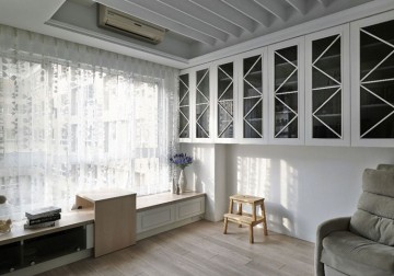 水蓝现代简约风格100平米三居室书房壁橱装修效果图
