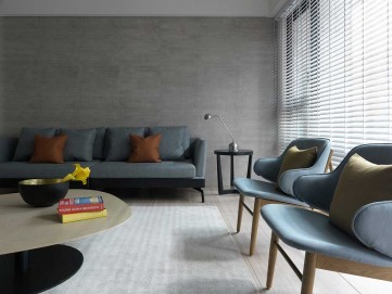 清爽现代简约风格70平米一居室客厅窗帘装修效果图