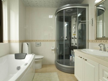 简洁明快现代简约风格120平米四居室卫生间浴室柜装修效果图