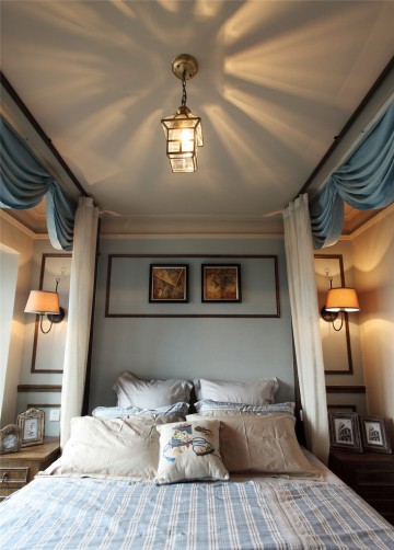 浪漫复古欧式风格90平米公寓卧室背景墙装修效果图