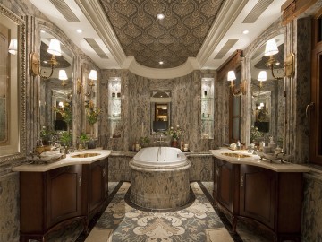古典奢华欧式风格120平米复式loft卫生间浴室柜装修效果图