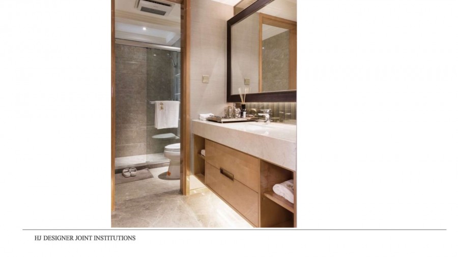 通透自然新中式130平三居室卫生间浴室柜装修效果图