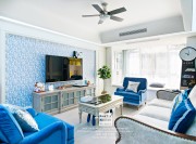 棕榈湾美式风格三居室装修实景案例客厅