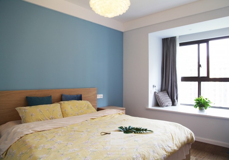 中海御景湾北欧风格二居室卧室装修实景案例