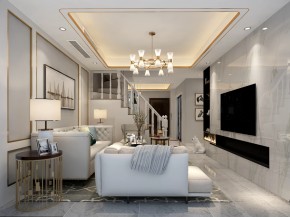 苏州湾天铂现代美式风格复式客厅装修效果图