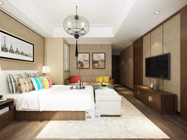 金水湾中式风格三居室卧室装修效果图