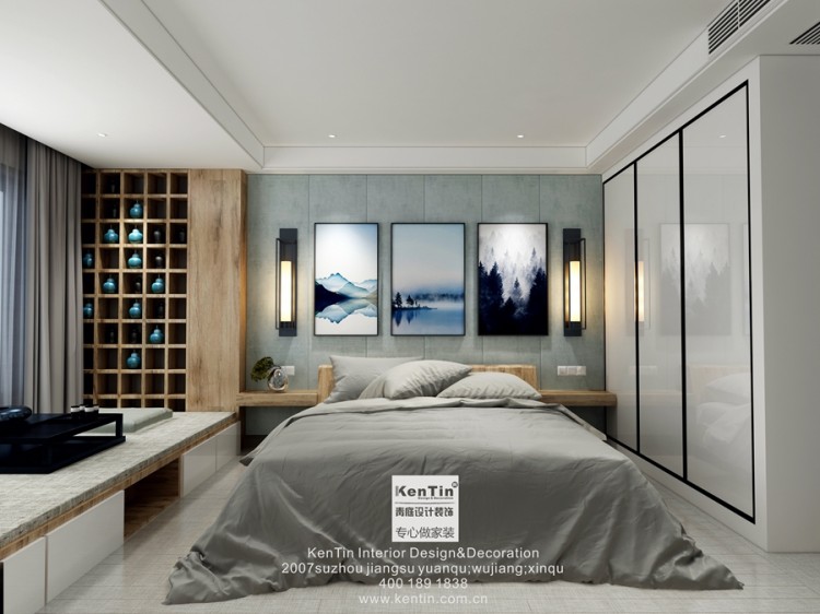 丰谷景园现代简约三居室卧室装修效果图