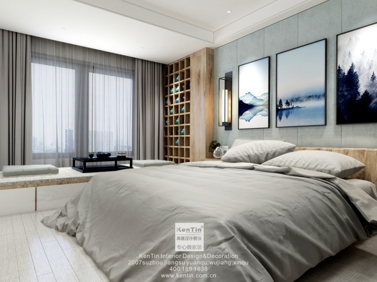 丰谷景园现代简约三居室卧室装修效果图