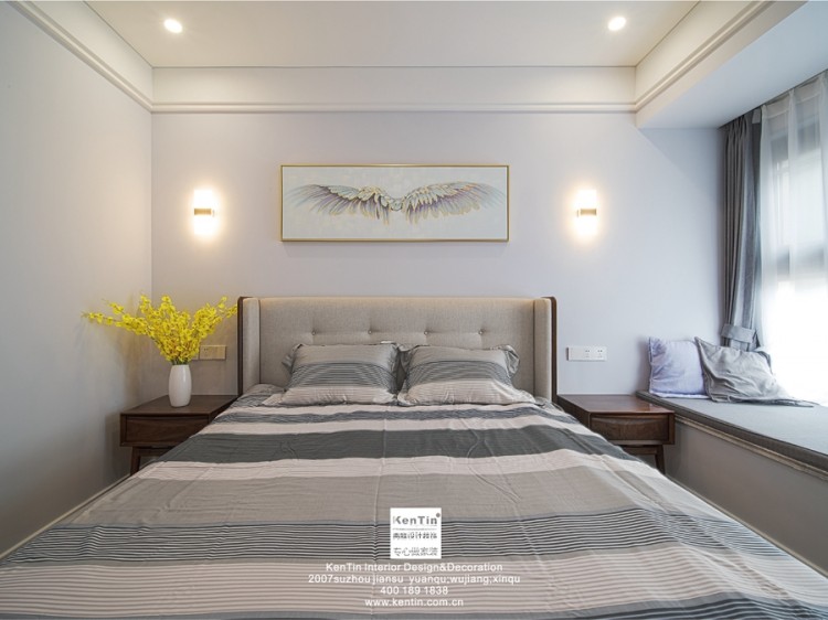 佳兆业悦峰现代简约三居室卧室装修实景案例