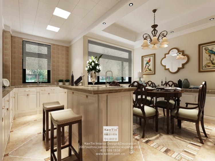 景悦星湖美式风格三居室厨房装修效果图