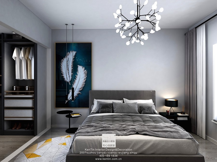 水漾花城六期现代简约风格两居室卧室装修效果图